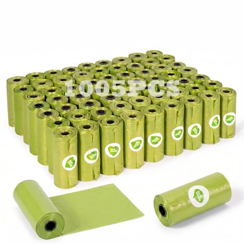 Withosent 1005 pezzi sacchetti Cane Cacca, 67 Rotoli Extra Spesso Sacchetti per Cani con Dispenser, Portatili a prova di Perdite Bustine Cacca Cane 33x22.8cm