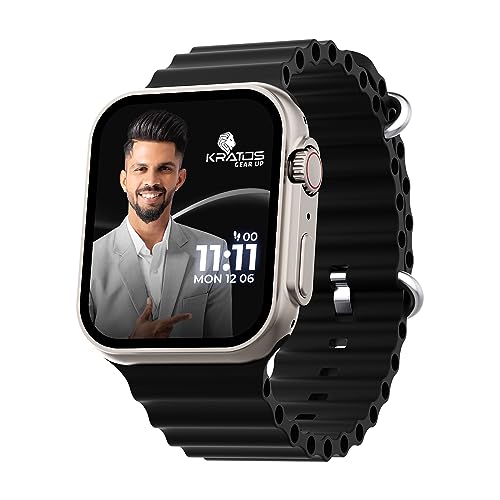Image of Kratos SW16 Ultra Smartwatch with 1.85 inch Full Touch Display, Bluetooth Calling, Voice Assistant, IP67, 200+ Watch Faces, Multi Sports Modes, Rotating Crown, Metallic Body, Wireless Charging Smart Watch