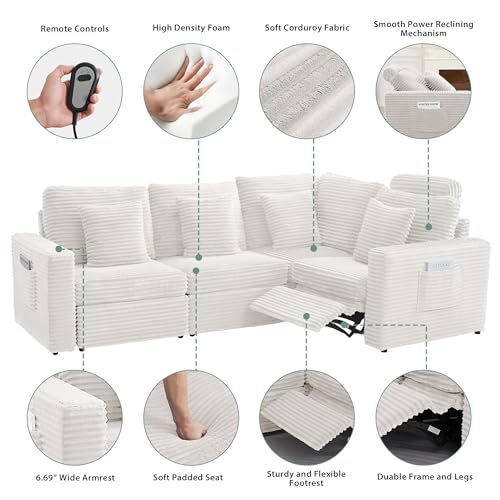 Image of RARZOE Modular Sectional Couch Corner Seat Module, Corduroy Armless Corner Seat for Living Room Modular Sectional Sofa Couch, White