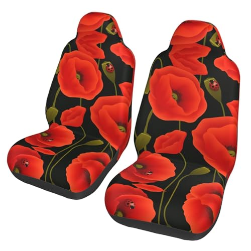 Housses de siège auto coquelicot rouge housse protection voiture universelle