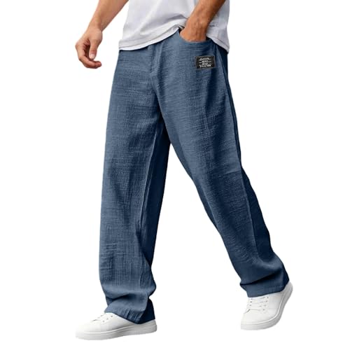 Pantalon ete homme coupe ample ultra leger avec ceinture souple ajustable