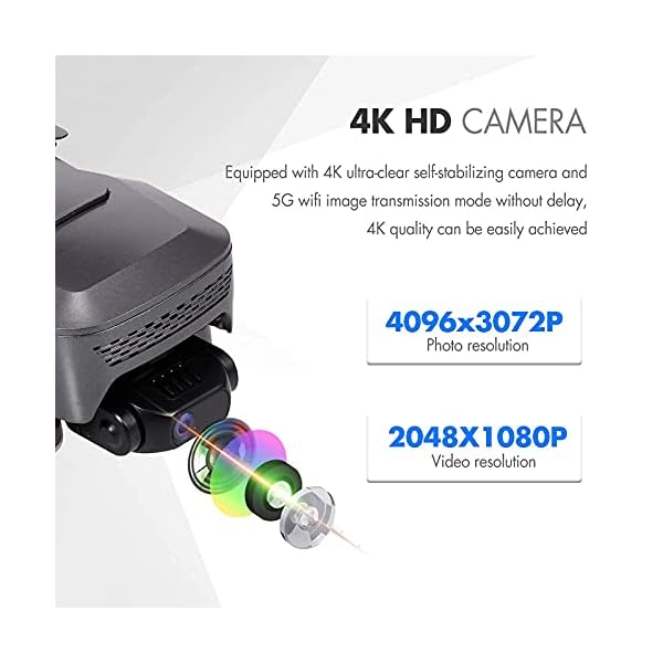 K1 PRO GPS Drohne mit 4K HD Kamera und 2-Achsen Gimbal， 5G WiFi FPV Drohne für Erwachsene， Faltbarer RC Quadcopter mit… – Bild 3