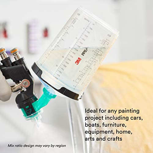 Image of 3M PPS 2.0 Spray Gun Cup, Lids and Liners Kit, 26325, Large, 28 Ounces, 125-Micron Filter, Use for Cars, Furniture, House and More, 1 Paint Cup, 50 Disposable Lids and Liners, 32 Sealing Plugs