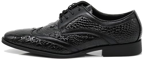 Image of ODN Men's Alligator Crocodile Print Oxfords Fashion Lace Up Dress Shoes