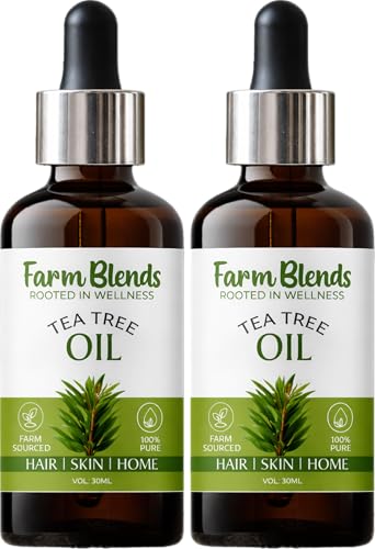 Image of Farm Blends Tea Tree Essential Oil (30ml+30ml) Set |100% Pure, Steam Distilled| Skin Acne, Hair Dandruff, Face & Scalp Care| Diffuser, Aroma Therapy, Massage| Plant-Based, Natural, Therapeutic Grade