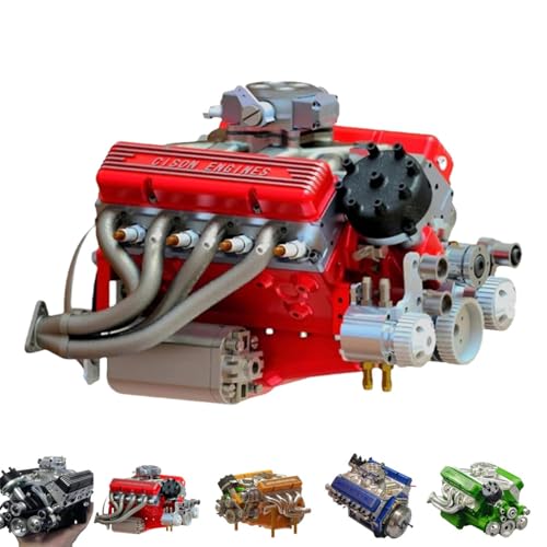 Qixfyze Cison V8-Motorbausatz Mit Benzinbetrieb, Cison Benzin-Ohv-V8-Small-Block-Motormodellbausätze, Gasbetriebener Mini-V8-Modellmotorbausatz for Erwachsene Mit Wassergekühltem 4-Takt(Red) Qixfyze Cison V8-Motorbausatz Mit Benzinbetrieb, Cison Benzin-Ohv-V8-Small-Block-Motormodellbausätze, Gasbetriebener Mini-V8-Modellmotorbausatz for Erwachsene Mit Wassergekühltem 4-Takt(Red)