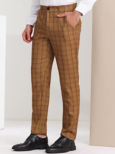 Lars Amadeus Men's Business Plaid Pants Casual Slim Fit Checked Dress Trousers2