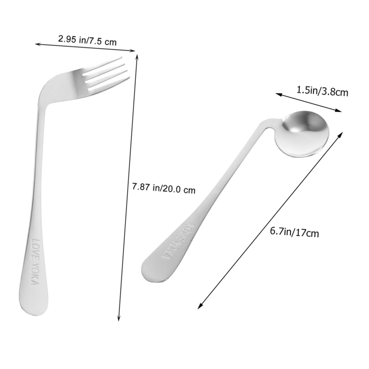 Gogogmee Set of Angled Fork Spoon for Elderly Disabled Patients Easy Feeding Aid Stainless Steel Comfortable Grip Food Feeding