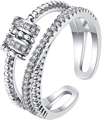 jagosen Anxiety Rings for Women Men 2 Pcs Stress Reliever Couple Fidget Ring Adjustable Alloy Friendship Spinner Rings