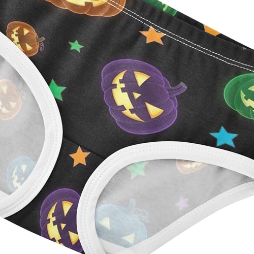 Funny Toddlers Underwear Floral 2t Cotton Panties for Girl Halloween Colorful Pumpkin Black Kids Undies Briefs4