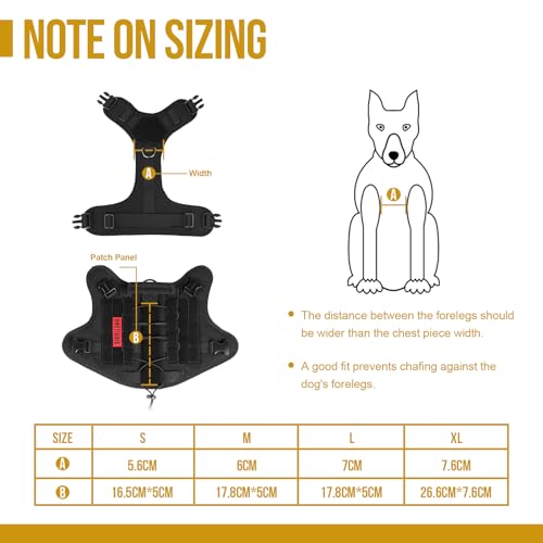 OneTigris Upgraded Fire Watcher 2.0 mit Strapazierfähiger Metallschnalle, Taktische Hundegeschirr mit Griff, No Pull Geschirr Grosse Hunde mit MOLLE-Klettsystem