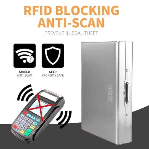 Metal RFID Credit Card Holder Wallet Business Card Case Stainless Steel Slim Credit Card for Men or Women, Minimalist ID Card Case Silver Compact Card Holder for Cards3