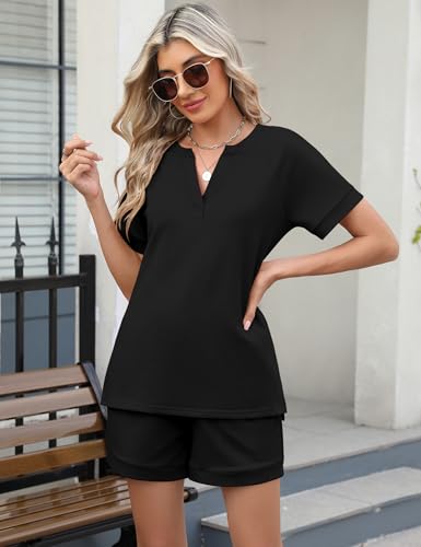 Image of LOMON Womens Two Piece Sets Summer Lounge Sets Sweatsuit Shorts Set Casual Matching Sets