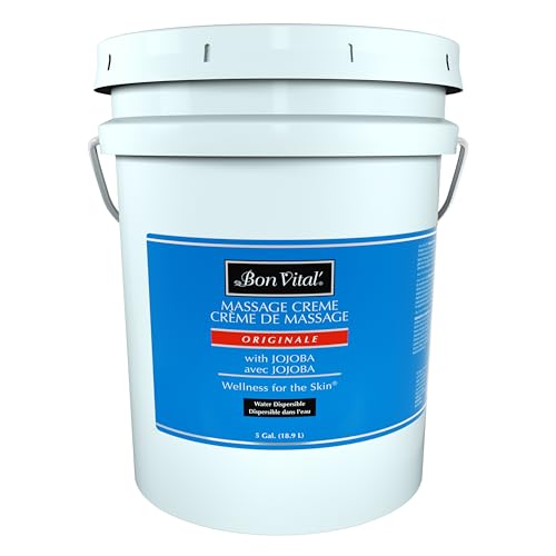 Bon Vital' Original Massage Creme for a Versatile Massage Foundation to Relax Sore Muscles & Repair Dry Skin, Revitalize Skin and Lock in Moisture, Allows for Muscle Manipulation, 5 Gallon Pail