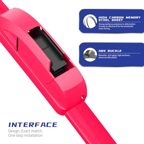 Image of OEM QUALITY 26 inch + 16 inch Premium All-Seasons Durable Stable And Quiet Rose Red Windshield Wiper Blades (Set of 2)
