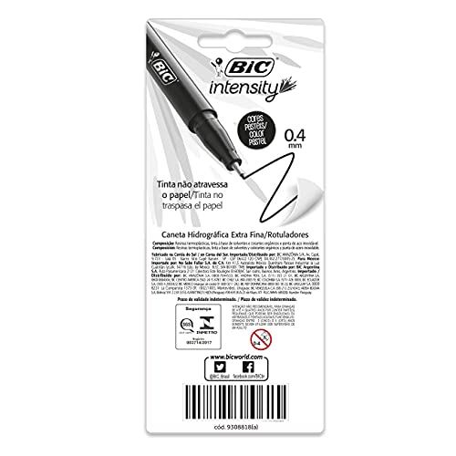 Caneta Hidrografica BIC Intensity Pastel, 5 Cores, Ponta Ultra Fina de 0.4mm, 930854, Precisão no Tr