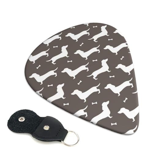 ダックスフンド柄 かわいい漫画エレキギターピック Abs 素材エレアコ弦楽器 人差し指楽器ピック 6 個パック 0.46mm