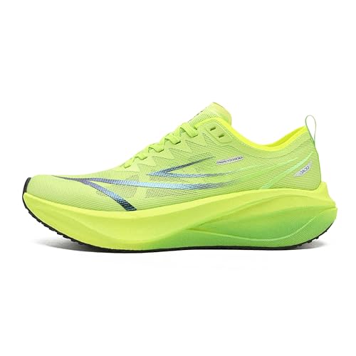 Carbon Plate Marathon Running Racing Shoes Men Stable Support Shock-Relief Ultra-Light TPU Outsole Rebound Sneakers Green Size 8.5