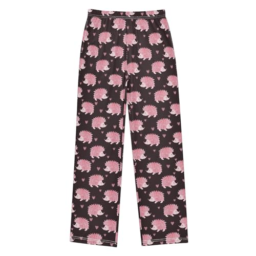 Hedgehog Love Heart Boys Long Pants Soft Trousers Elastic Waist Kids Lounge Bottoms with Pockets S-XL