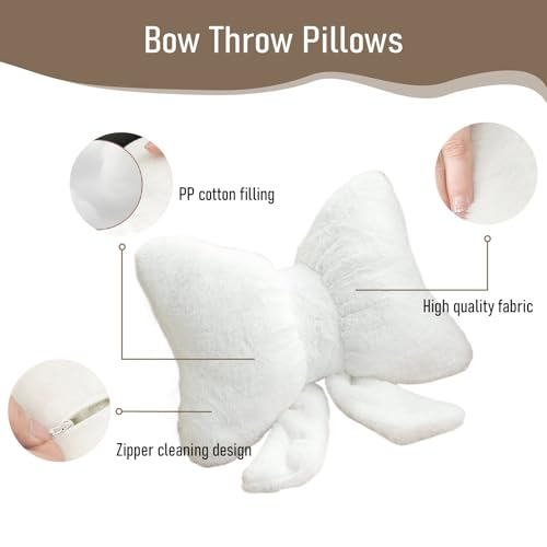 Coussin en forme de nœud en peluche blanche douce pour canapé et lit - 3