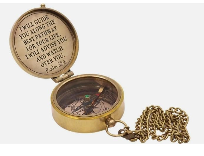 Brújula grabada de latón "God’s Way" con caja de madera – Regalo cristiano inspirador único miniatura 6
