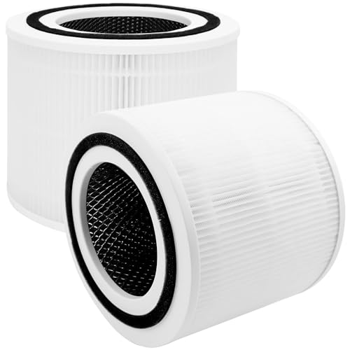 2 Stück Ersatzfilter für LEVOIT Core 200S, Luftreiniger Replacement Filter für LEVOIT Core 200-RF, H13 True HEPA, Hocheffiziente Aktivkohle