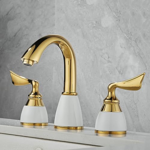 Mitigeur de lavabo 3 trous en laiton antique robinet rétro double poignée