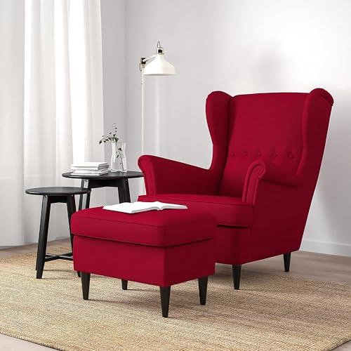 Image of Chair Armchair Single Sofa Chair for Small Apartments, Living Room or Bedroom Chair (Red)