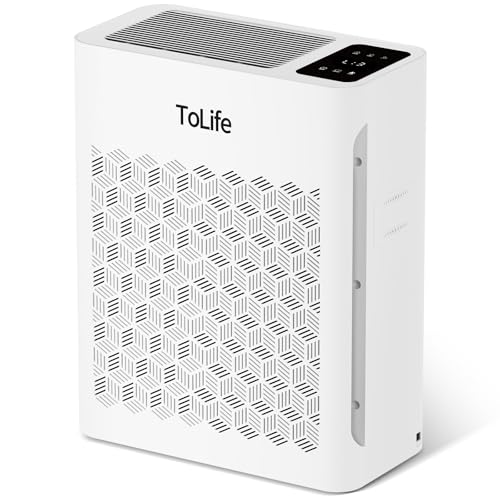 Tolife Powerful White Air Purifiers for Home Large Room Up to 2000 Ft²Pets with Washable Filter, Sleep Mode, Timer, Filter Pet Air Purifier for Bedroom