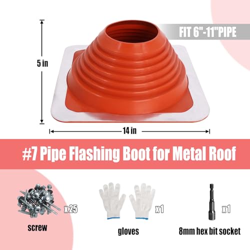 Tubo de techo 7 para tuberías de 6 a 11 pulgadas con funda de aluminio 5