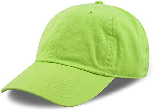 The Hat Depot Unisex Blank Washed Low Profile Cotton and Denim Baseball Cap Hat (Lime)