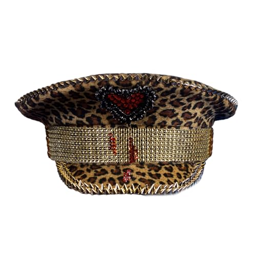 Chapeau marine léopard avec visière pour costume de skipper de yacht original