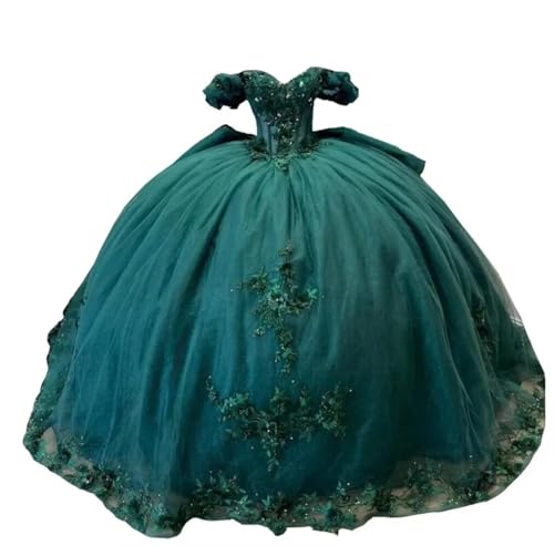 Floral Pearls Diamonds 3D Flowers Applique Quinceanera Dresses Bow Formal Dress Quinc Girls 2025