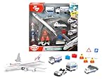 Dickie Airport Playset for Kids with Die-Cast Airplane, Ground Support Vehicles and Signs