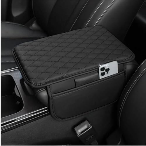 Image of Car Armrest Cushion with Storage, Heightened Padded Centre Console Extender with Quilted Leather-Finish Cover for Car, SUV and Compatible Vehicles, Car Armrest Cushion Pad