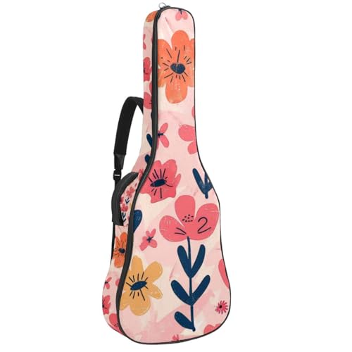 Sac pour guitare à fleurs roses pour transporter votre folk en répétition