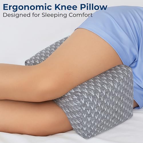 Image of 5 STARS UNITED Large Knee Pillow for Side Sleepers - Hip Pain Relief, Memory Foam Leg Cushion for Side Sleeping - Between Legs Pillow for Sciatica & Lower Back Pain, Gray