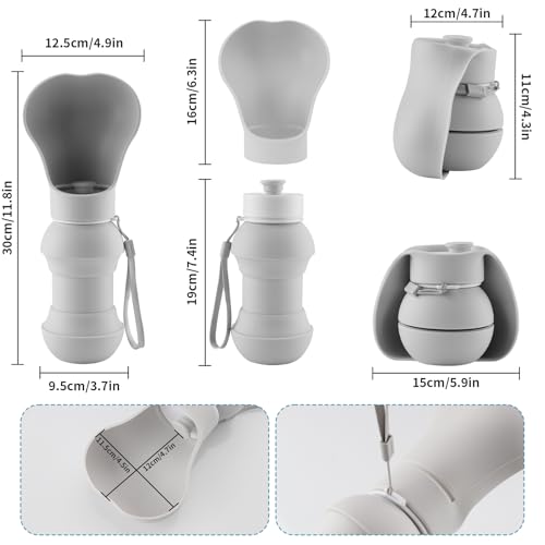Trinkflasche für Hunde unterwegs 550ml, Mobile Wasserflasche für Hunde, Hundetrinkflasche, Hundeflasche to go, Dog Water Bottle mit klappbarer Trinkschale für Spaziergänge und Reisen