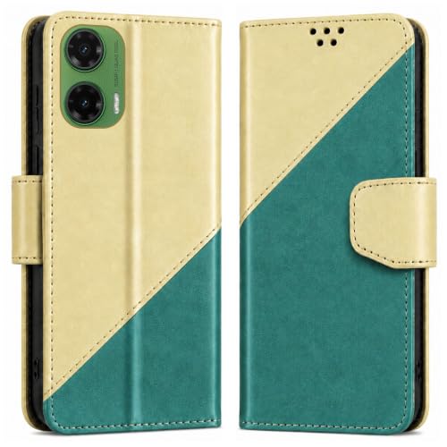Image of SBMS Flip Cover for Motorola Moto G35 5G Back Cover Case with Magnatic Closure | Inbuilt Stand | Card & Money Pocket (MultiGreen)