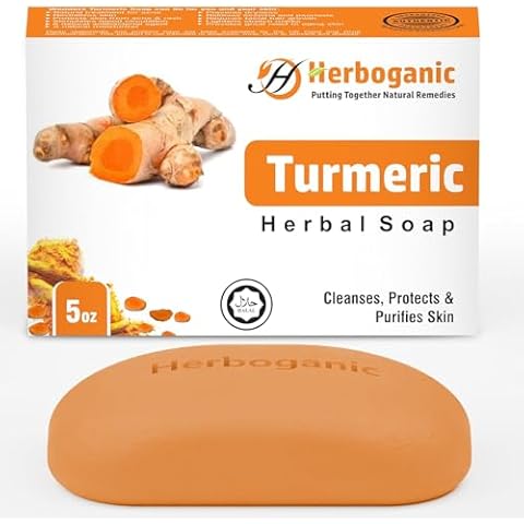 HERBOGANIC Turmeric Herbal Soap | Pack of 1 of 5oz soap Bar | Natural Soap Bar| Rejuvenating and Nourishing | Gentle for Men and Women Cover