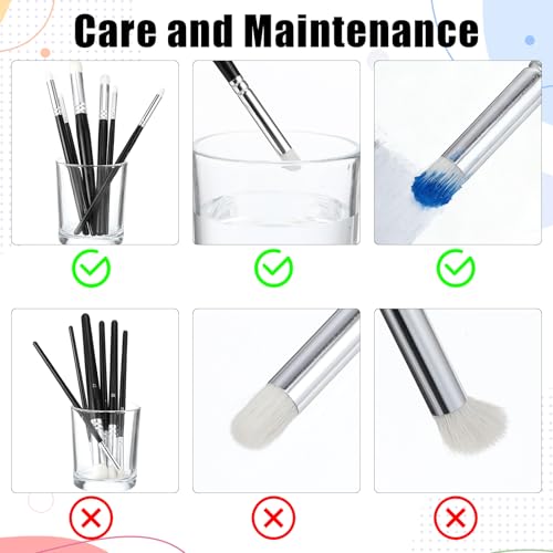 6-teiliges Rundspitzen-Kunstpinsel, Professionelle Trockenpinsel-Set Modelle Acryl Öl, Verschiedene Größen mit Holzgriff für Detailarbeit, Mischung und Texturierung