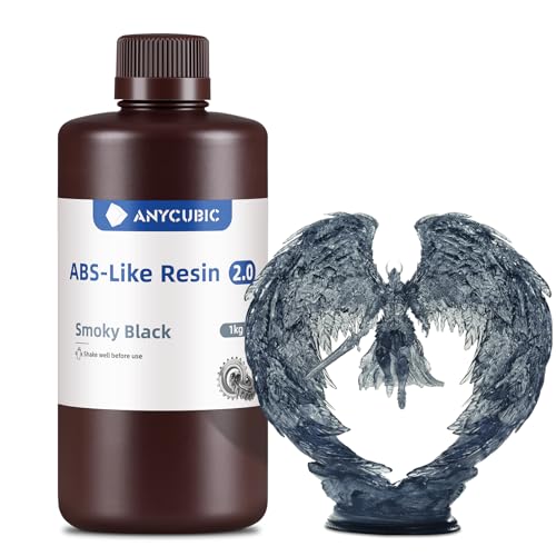 Image of ANYCUBIC 2nd Gen Resin Technology ABS-Like Resin 2.0, 3D Printer Resin with High Toughness, More Precise Details, Low Odor, Wide Compatibility for All LCD Resin 3D Printers (Smoky Black, 1kg)