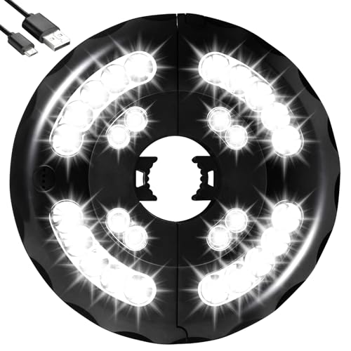 INKEER Dual-Power Patio Umbrella Light-Rechargeable & Battery Operated Umbrella Lights,3 Lighting Modes Cordless,Umbrella Pole Light for Patio Umbrellas Camping(4 AA Batteries Not Included)
