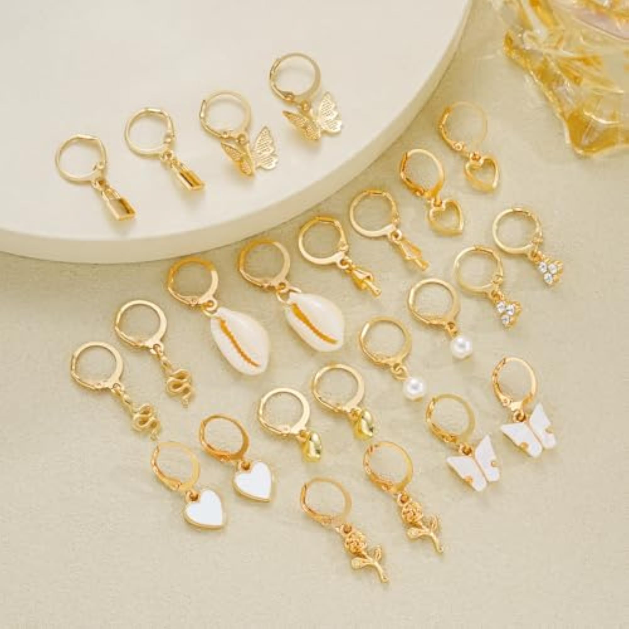 12 Pairs Stylish Plated Hoop Earrings Combo Set