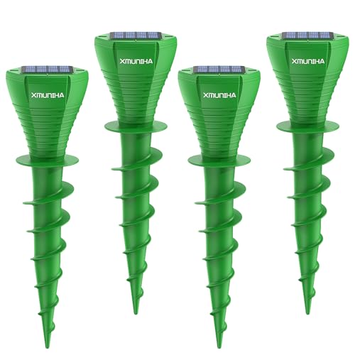 Solar Powered Mole Repellent, 4 Pack Ultrasonic Vole...