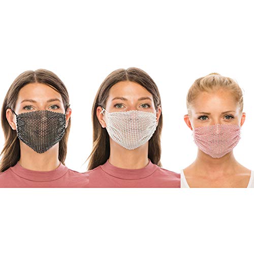 Beyond Trim 3 Pack Adult Women Face Covering Glitter Fabric Cloth Protection Cover Reusable Washable Breathable