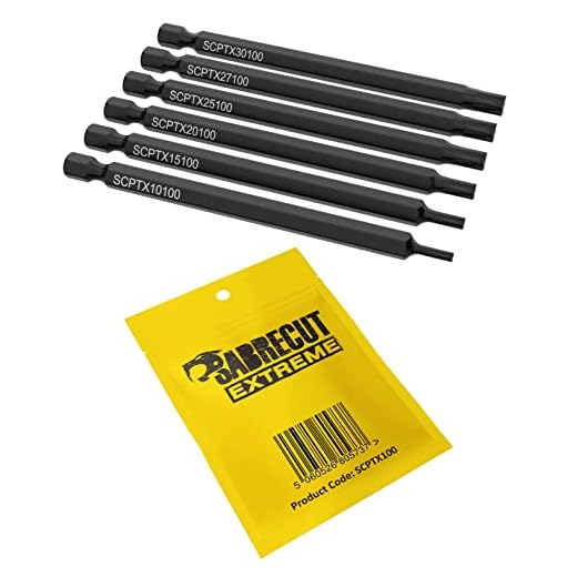6 x SabreCut SCPTX100 Torx Sicherheits Schraubendreher Bits T10 T15 T20 T25 T27 T30 x 100 mm (Lange)