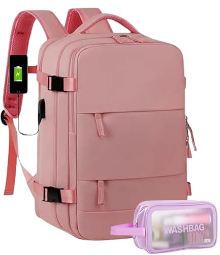 [KIT] Mochila Viagem Feminina Mala de Bordo Bagagem de Mão + Nécessaire Wash Bag