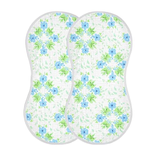 Burbuja Flower Piles Muslin Baby Burp Cloths, Soft & Absorbent Cotton Burping Rags for Newborn Boys & Girls, 2 Pack
