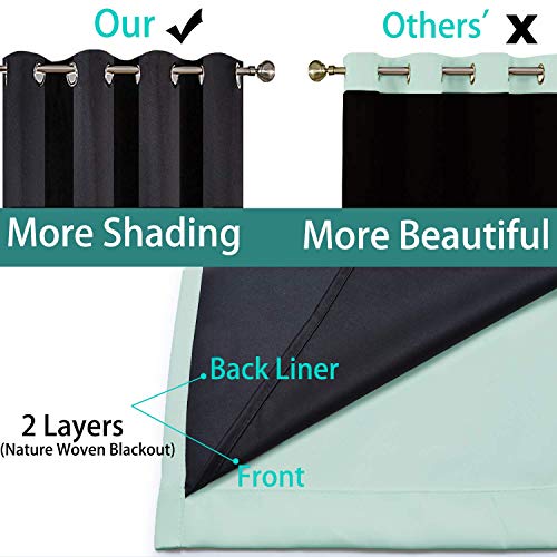 Image of Yakamok Aqua 100% Blackout Patio Door Curtain Panels W100 x L84,1 Panel | Noise Reducing Barrier Panel for Sliding Glass Door, 2 Thick Layers Heat Full Light Blocking Patio Door Drapery